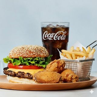 Cheese burger e alette di pollo