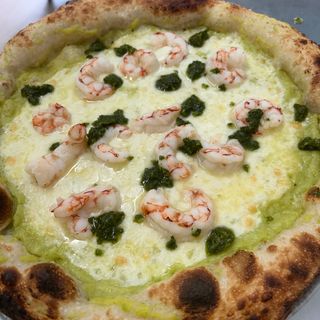 Pizza calabacin y gambas