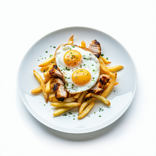 Tapa De Huevos Rotos Con Pechuga Y Patatas