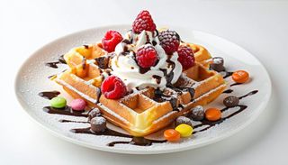 Waffle con crema e snack
