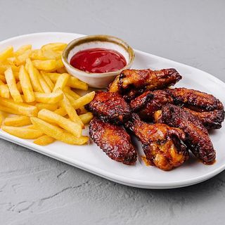 Alitas Barbacoa (Ración) + Patatas