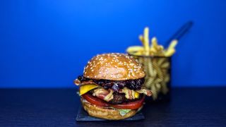 Texas burger + pomfrit