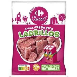 Caramelos de Goma Ladrillos Sabor A Fresa Carrefour sin Gluten 200 Gr.