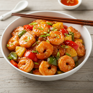 Creveti in sos acru dulce