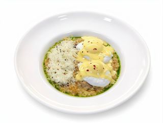 Пшеничне різотто з міксом грибів і яйцем пашот (480g)