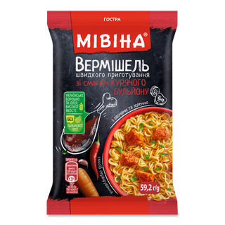 Вермішель «Мівіна» зі смаком курки гостра (59,2г)
