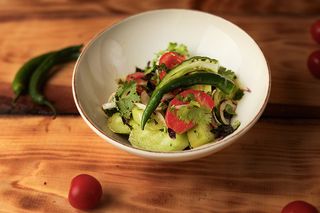 კიტრი-პომიდორი კახური ზეთით