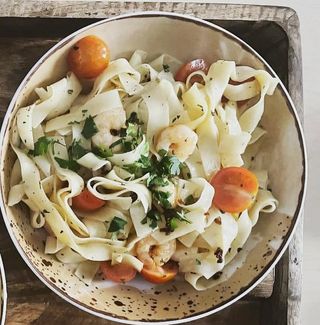 Tagliatelle z krewetkami