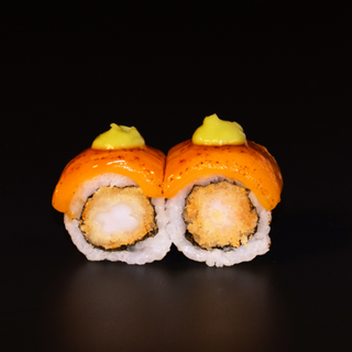 129. Uramaki de langostino queso flambeado (8uds)