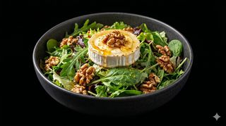 Goat cheese salad with walnuts and honey
