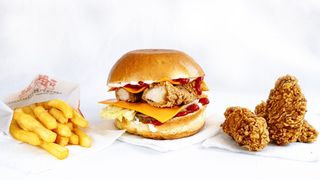 IV მიქსი: ჩიზბურგერი, 3 ფრთა (ცხარე)  + პატარა ფრი