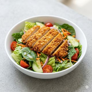 Ensalada Con Tiras De Pollo Empanadas