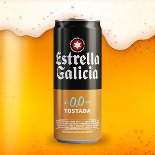 Estrella Galicia 00 tostada, lata 33cl