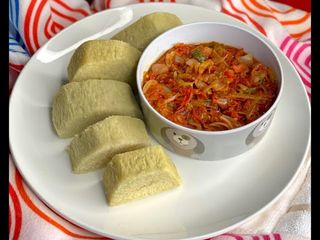 Boiled Yam (with Tomato Sauce)
