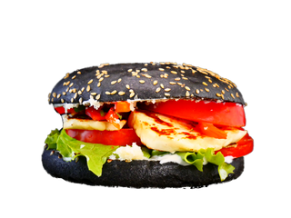 Black Halloumi burger