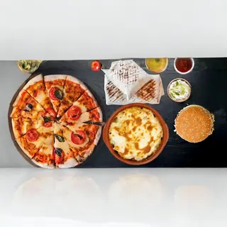 1 Pizza 4saison + 2 Tacos VH + 1 Pasticcio Mixte + 1 Cheese Burger