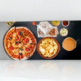 1 Pizza 4saison + 2 Tacos VH + 1 Pasticcio Mixte + 1 Cheese Burger