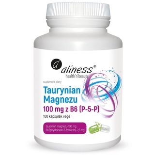 Taurynian Magnezu 100 mg z B6 pirydoksalo-5-fosforan P-5-P 2,5 mg 100 kapsułek vege Aliness