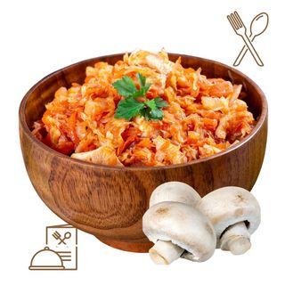 Col Frita con Champiñones