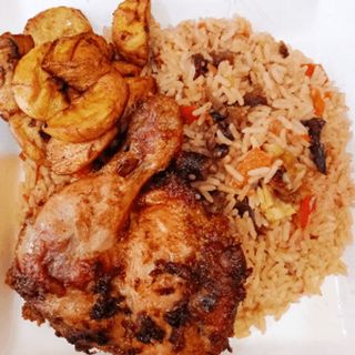 Recharge combo Goat meat rice + Chicken + Plantain