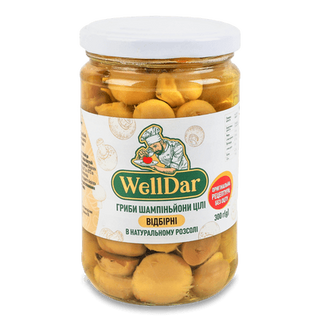 Гриби WellDar шампіньйони відбірні в натуральному розсолі (300г)