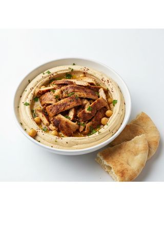 طبق حمص بالشاورما
