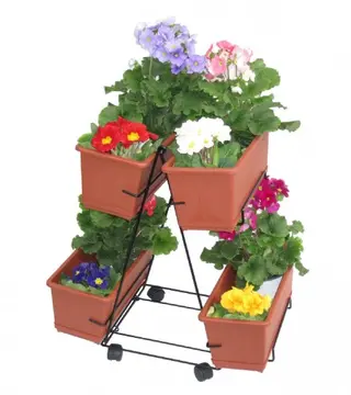 (210987) Saksije sa nosačem i točkovima 50x32x80cm VENERE sa 4 saksije 2006