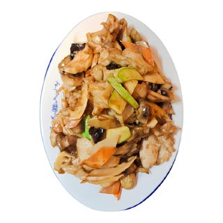 114. Пилешко с ароматни гъби и зеленчуци (700г)