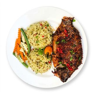 Fish fry + veg with White rice