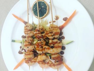 136. Spiedini di gamberi alla griglia