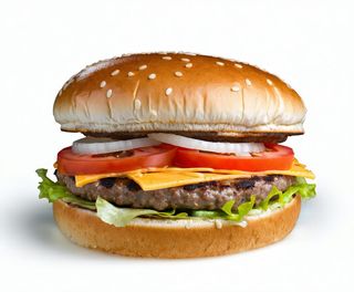 Cheeseburger servito con patatine fritte