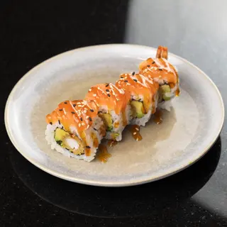 22S. Tempura Langostinos, Aguacate Y Salmón (8 Uds.)