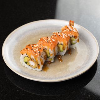 22S. Tempura Langostinos, Aguacate Y Salmón (8 Uds.)