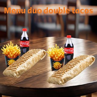 Menu duo double tacos + Frtes + 2 Soda