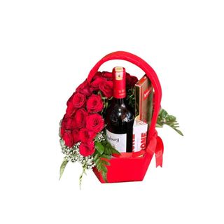 Red basket nederburg wine and chocolates