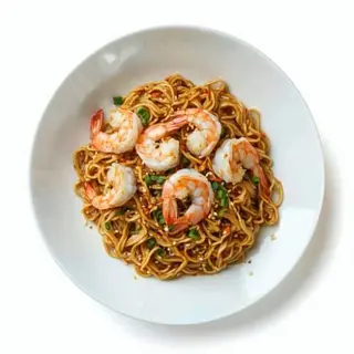 Tallarines De Huevo Con Gambas
