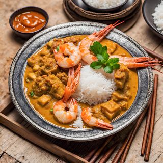 Curry Massaman con Arroz mas Gamba