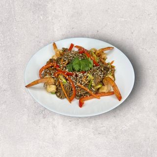 Удон с устричным соусом креветка 