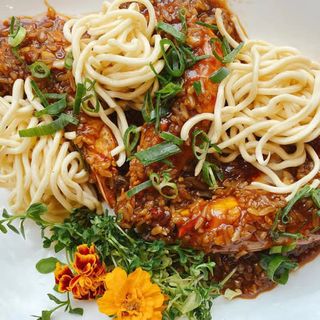 Langostinos En Salsa De Arroz 