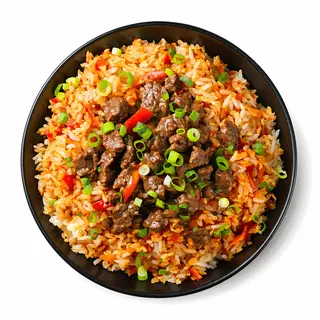 Arroz Frito Con Carne Al Curry Picante