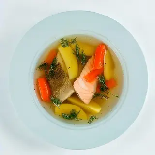 Юшка із судака з норвезьким лососем (500г)