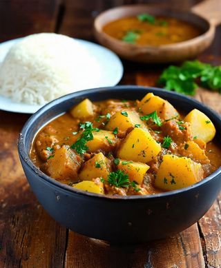 Potato Stew Served With Rice