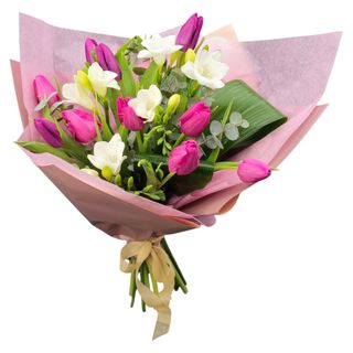 Buchet cu 13 lalele si frezii