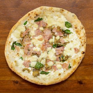 Bianca panna, prosciutto e funghi