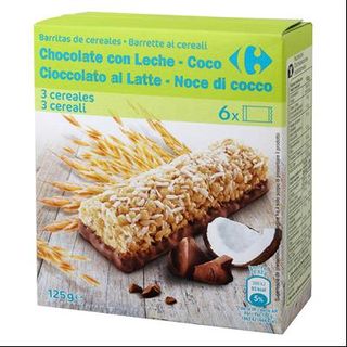 Barritas Cereales Choco con Leche Coco Carrefour 6x20,83 Gr.