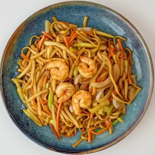 Tallarines Fritos Con Gambas