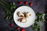 Брускетта с нежным копчёным курдюком
