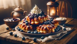 Papanași cu gem de afine