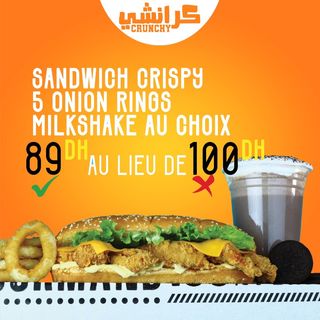 Sandwich Crispy + Onion Rings + Milkshake