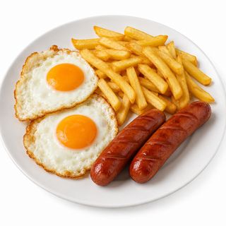 Huevos Fritos Con Salchicha Y Papas Fritas